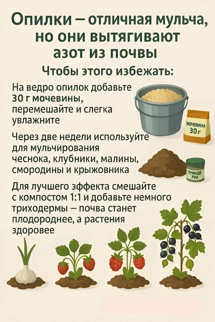 Опилки как мульча
