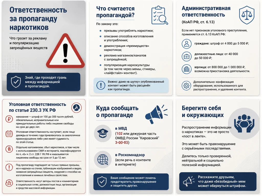Памятка об ответственности за пропаганду наркотиков
