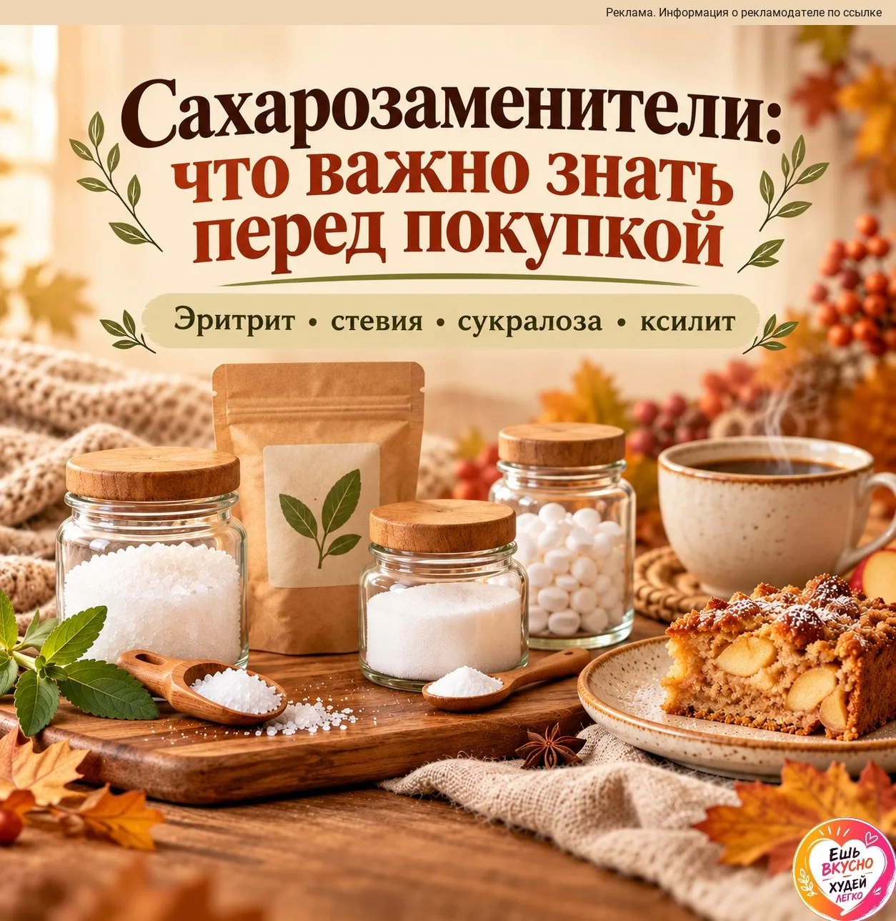 🍰 Как выбрать сахарозаменитель: для напитков, десертов и выпечки