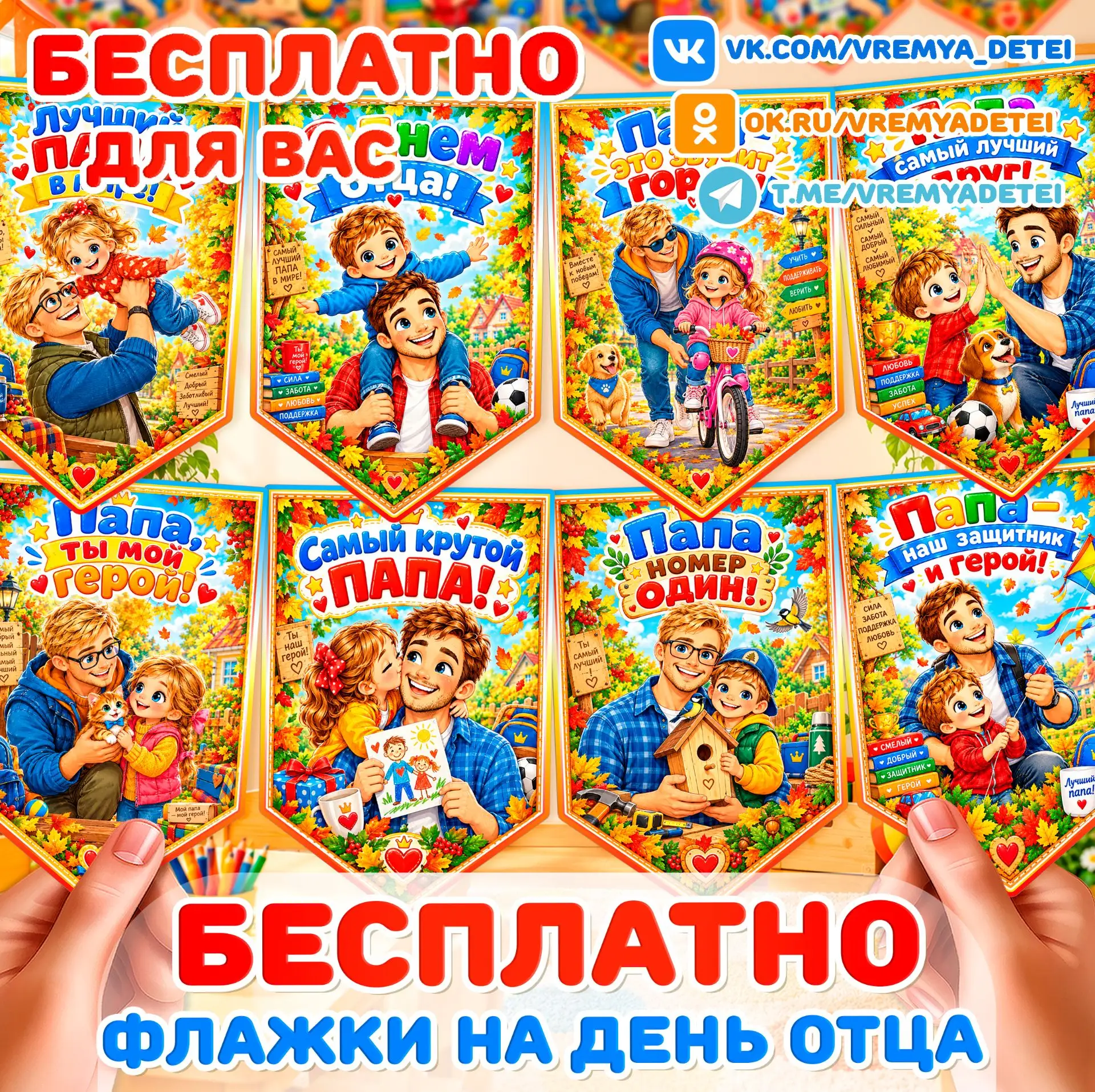 Бесплатности Флажки на День Отца 💙  от сообщества Время Детей