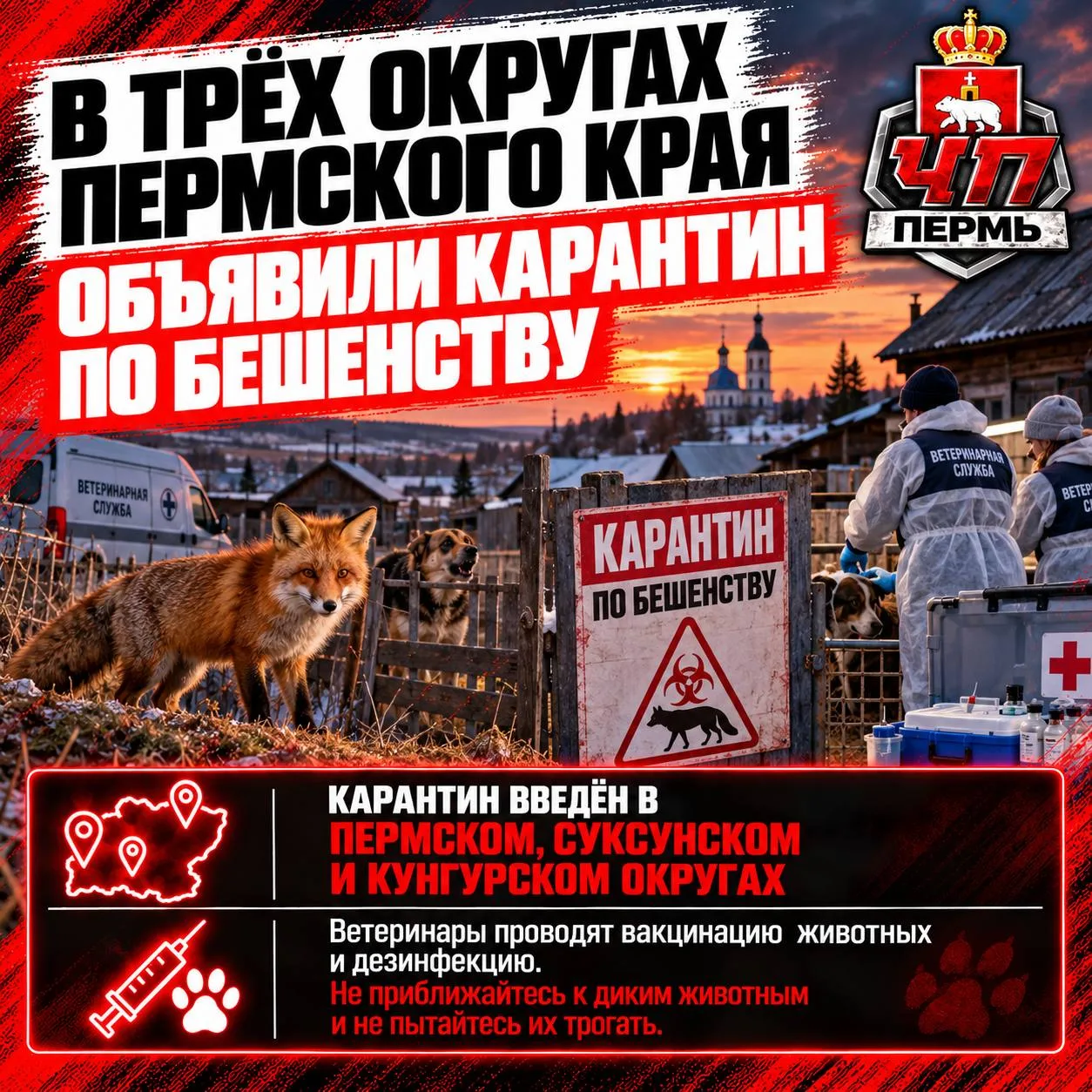 Карантин по бешенству введён в трёх округах