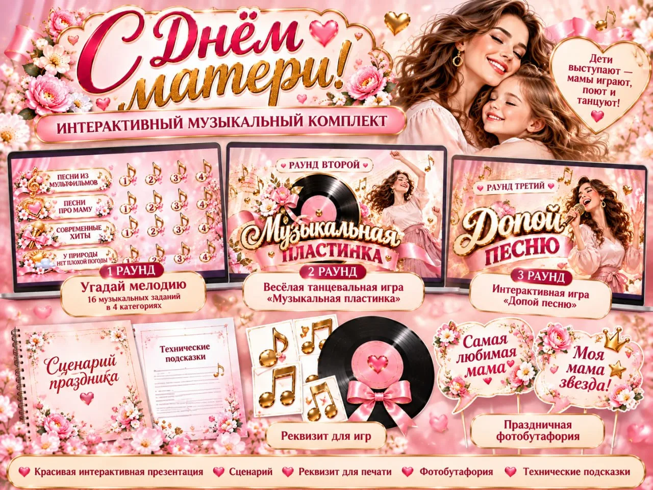 🌸 «С Днём матери!» — интерактивный музыкально-игровой комплект для праздника.