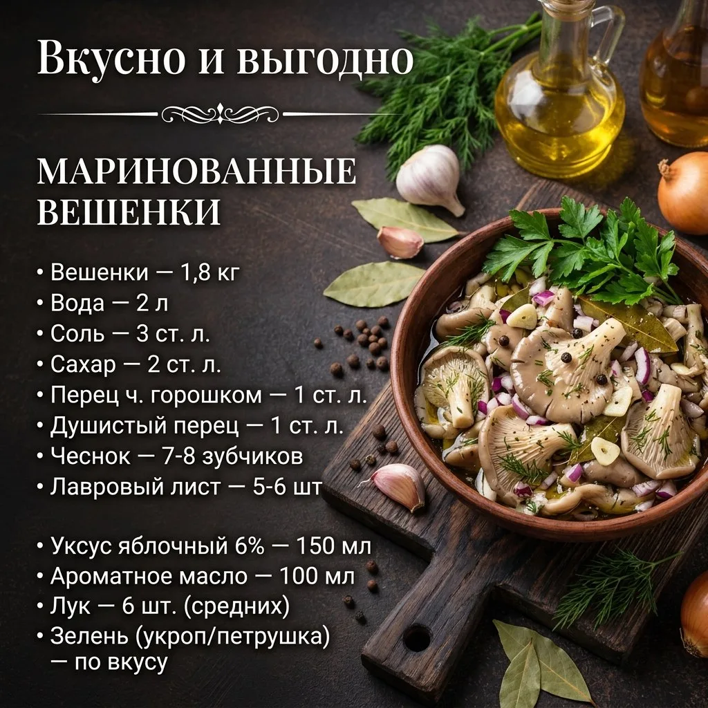 Рецепт маринованных вешенок 🍄🌿