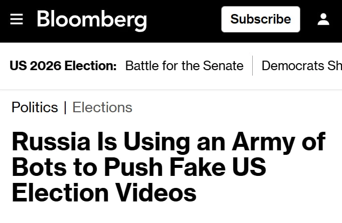 Bloomberg: Россия использует армию ботов для распространения фейковых видео со  знамени...