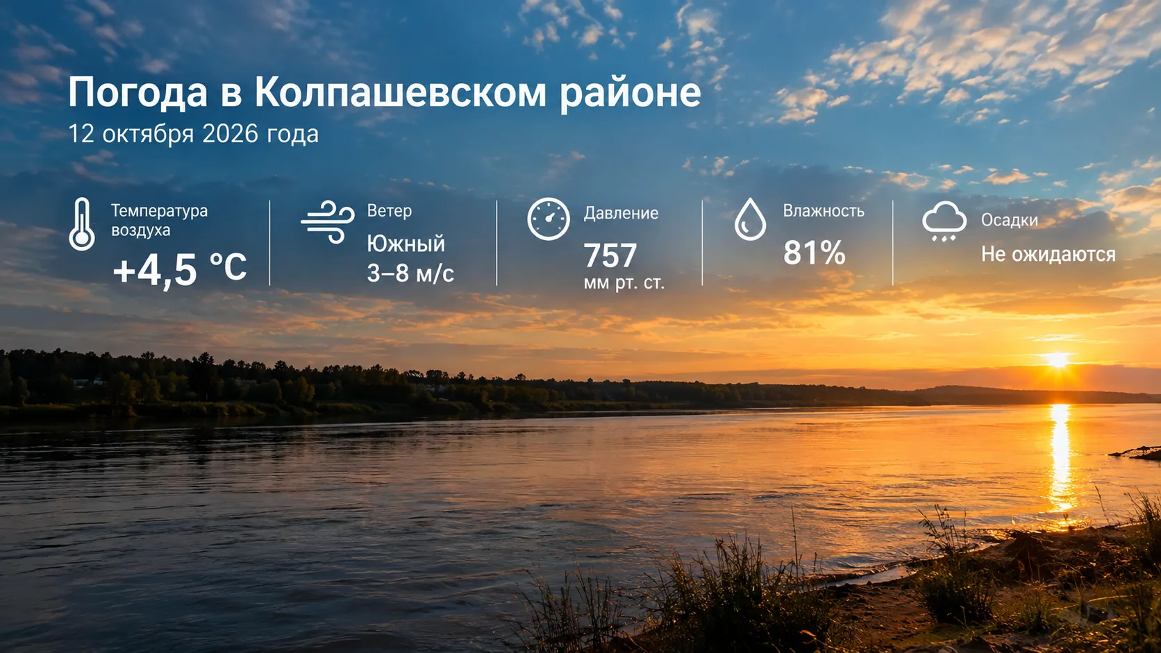 🌤 ПОГОДА В КОЛПАШЕВСКОМ РАЙОНЕ