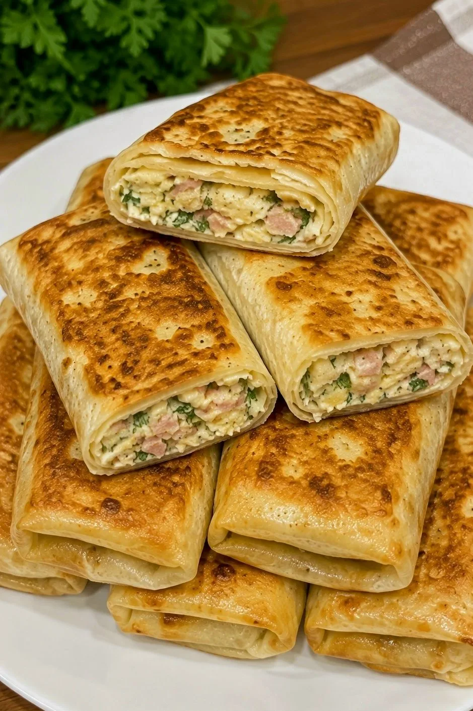 Быстрая закуска из лаваша с сыром и ветчиной