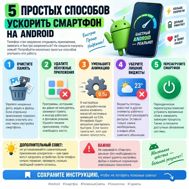 📱 5 простых способов ускорить смартфон на Android