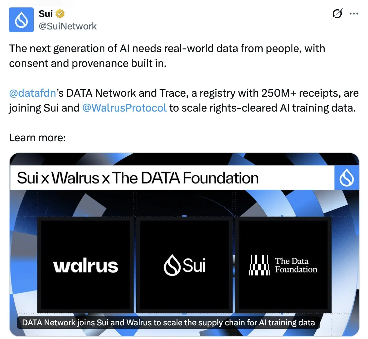 Sui Foundation вложит $30 млн в DATA Network — протокол для отслеживания происхождения ...