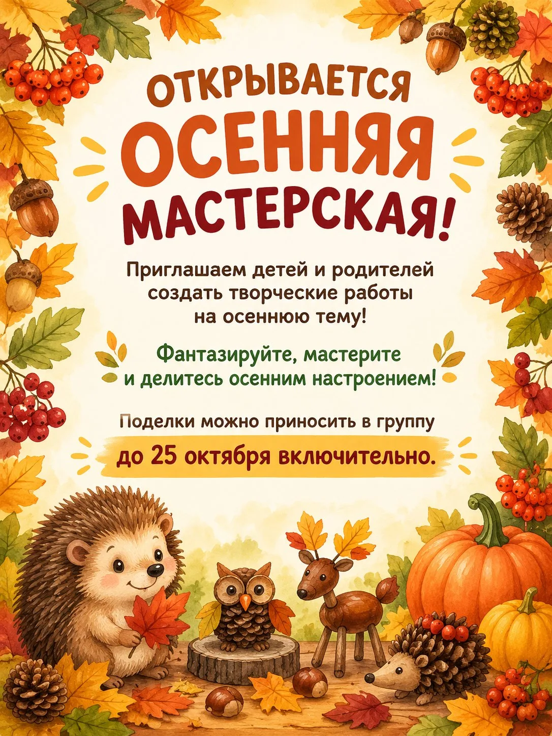 🍁 В нашем детском саду открывается традиционная выставка осенних творческих работ!