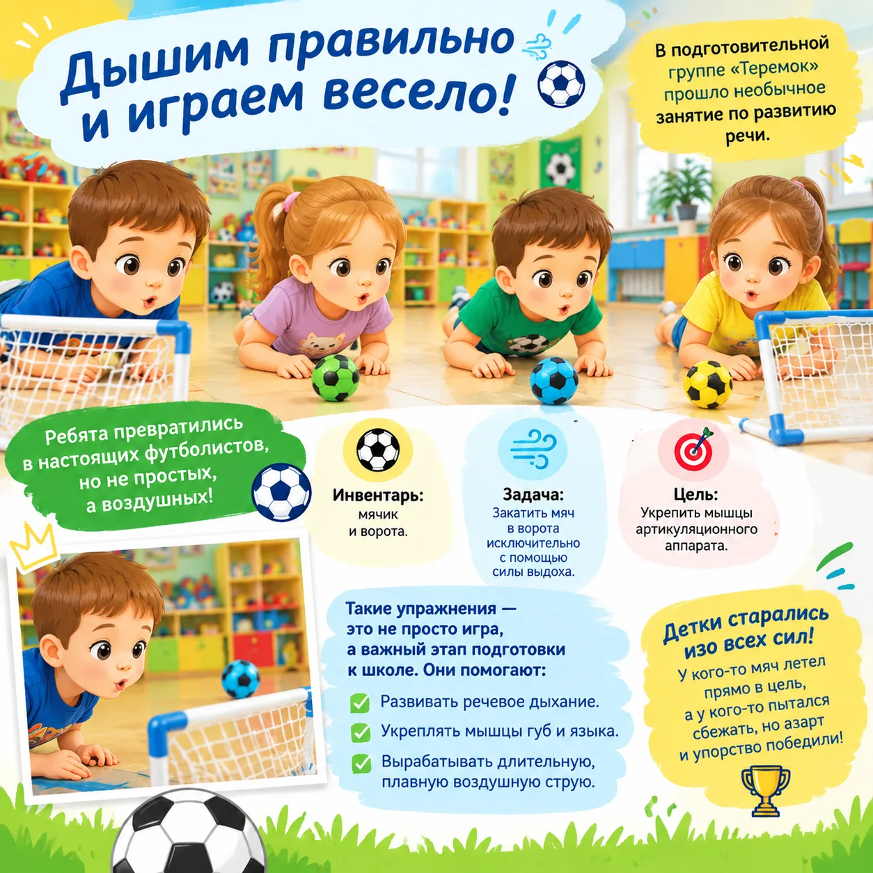 Дышим правильно и играем весело! 🌬️⚽️