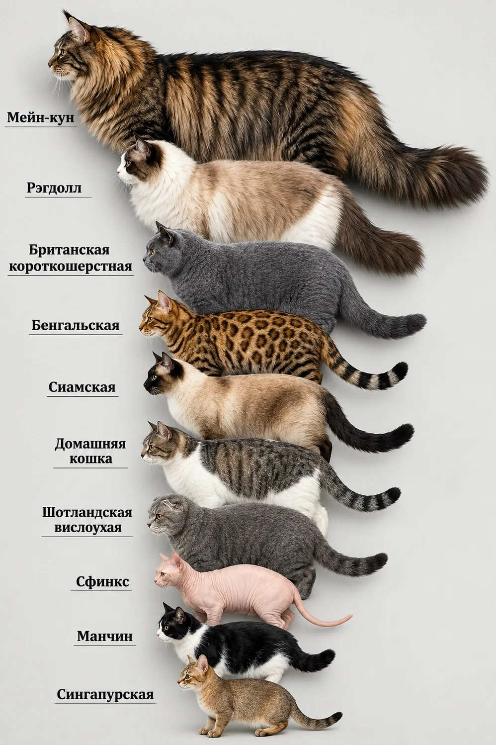 Сравнение размеров кошек