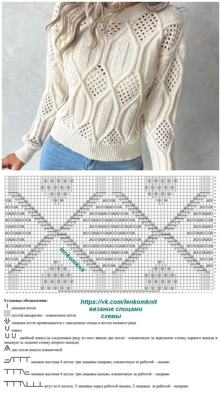 Схема узора для джемпера 🧶