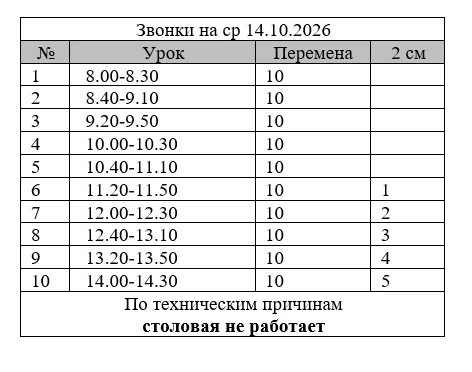 Звонки на завтра!