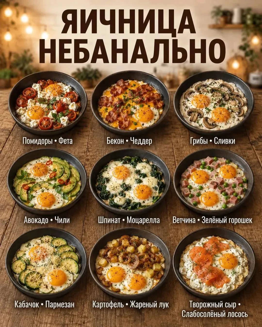 Яичница — это совсем не скучно, если добавить к ней пару вкусных ингредиентов 🍳🤎