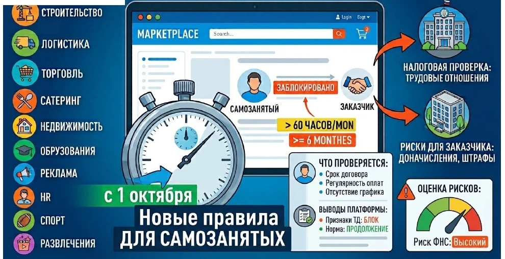 С 1 октября маркетплейсы, агрегаторы и сервисы подработки начали отслеживать самозаняты...