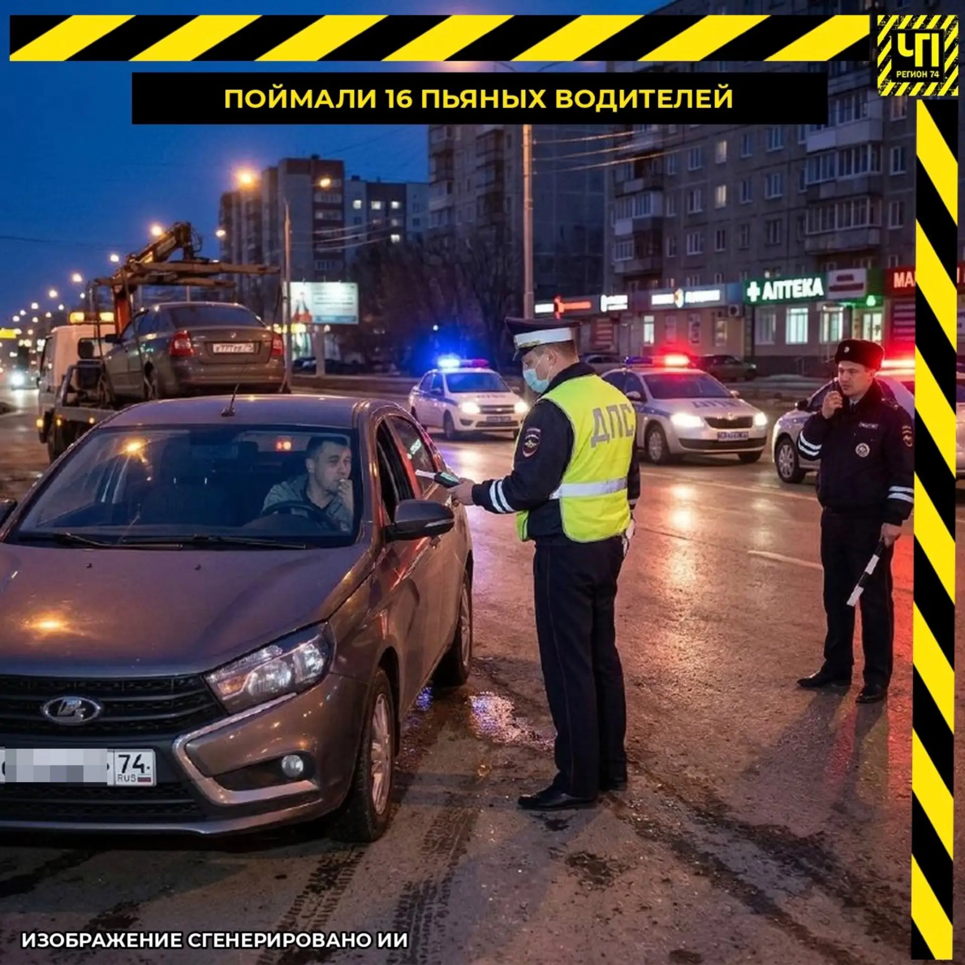 🚔 В Челябинске за сутки поймали 16 пьяных водителей