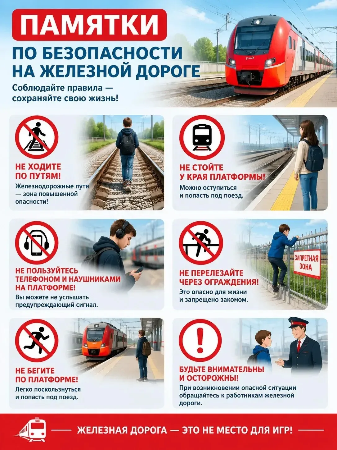 Железная дорога — это не место для игр! ❗