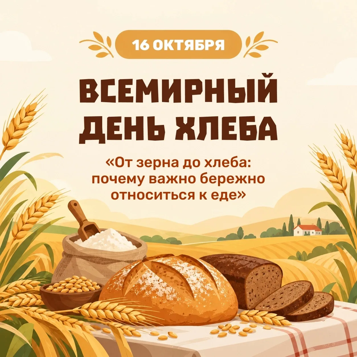 Всемирный день хлеба отмечается ежегодно 16 октября