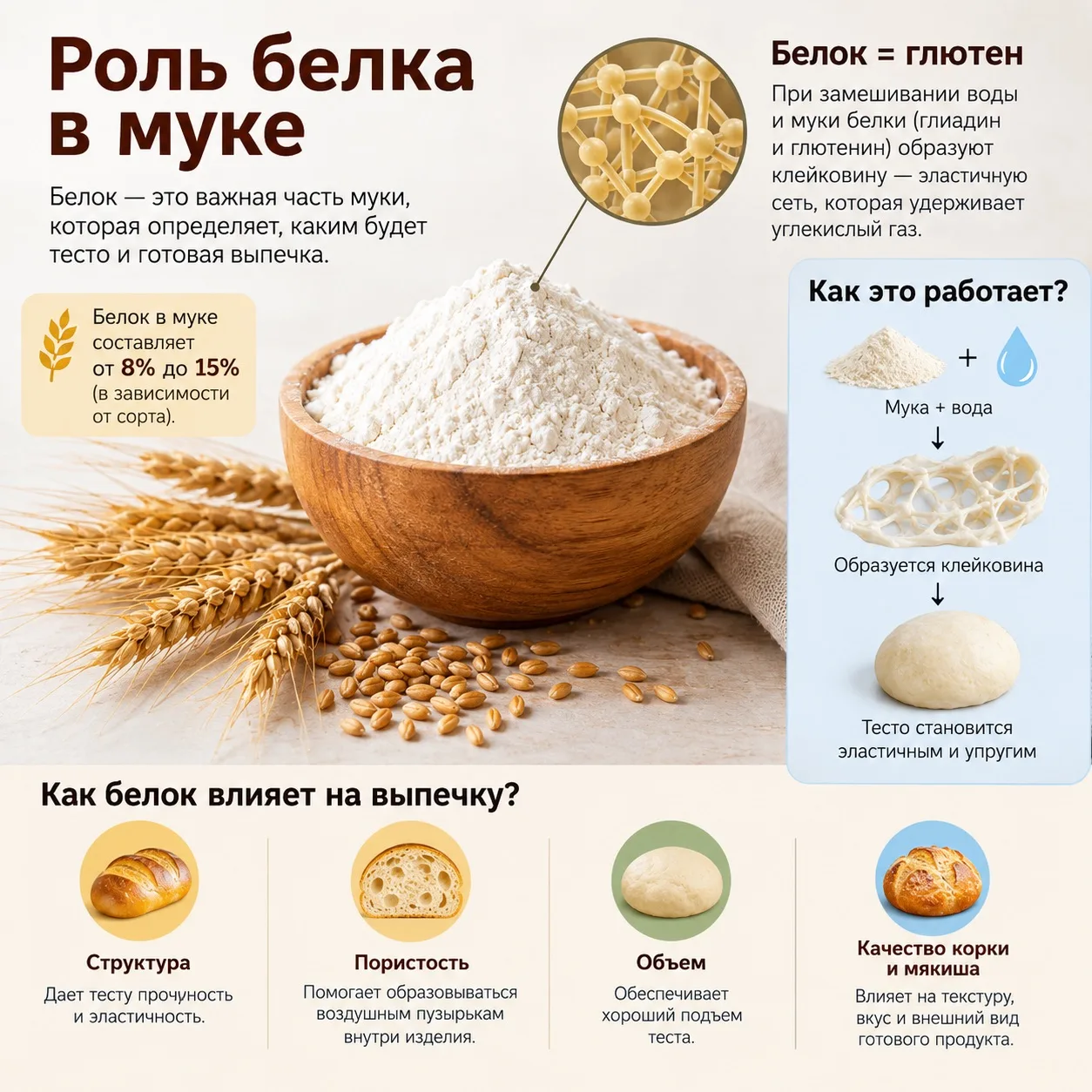 🌾 Научная кухня: роль белка в муке