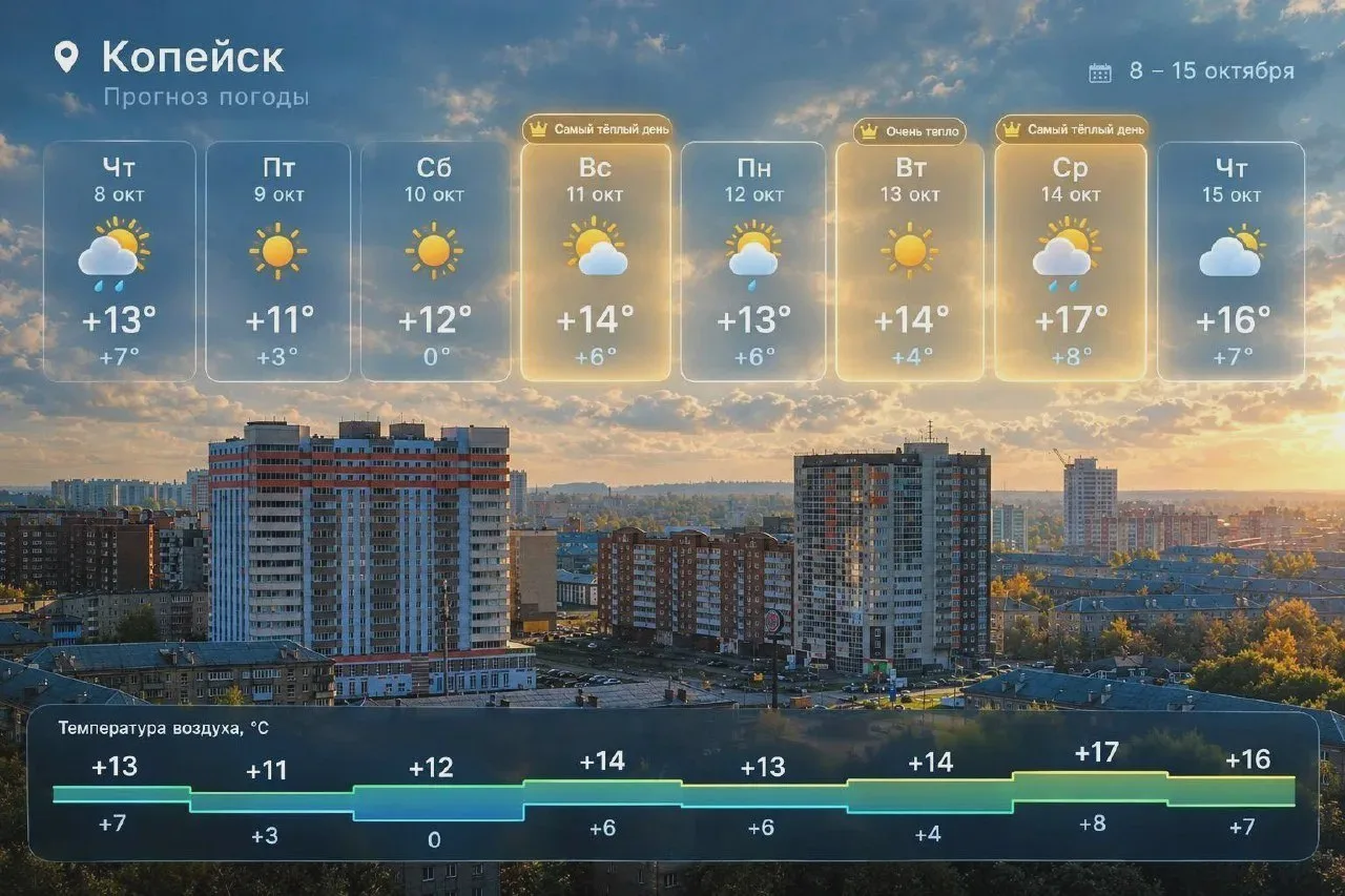 В Копейске потеплеет до +17 °C
