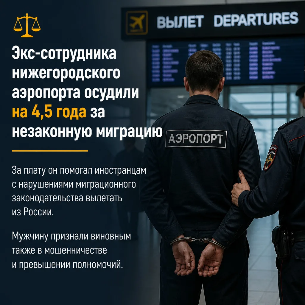 ⚖️ Экс-сотрудника нижегородского аэропорта осудили на 4,5 года за незаконную миграцию