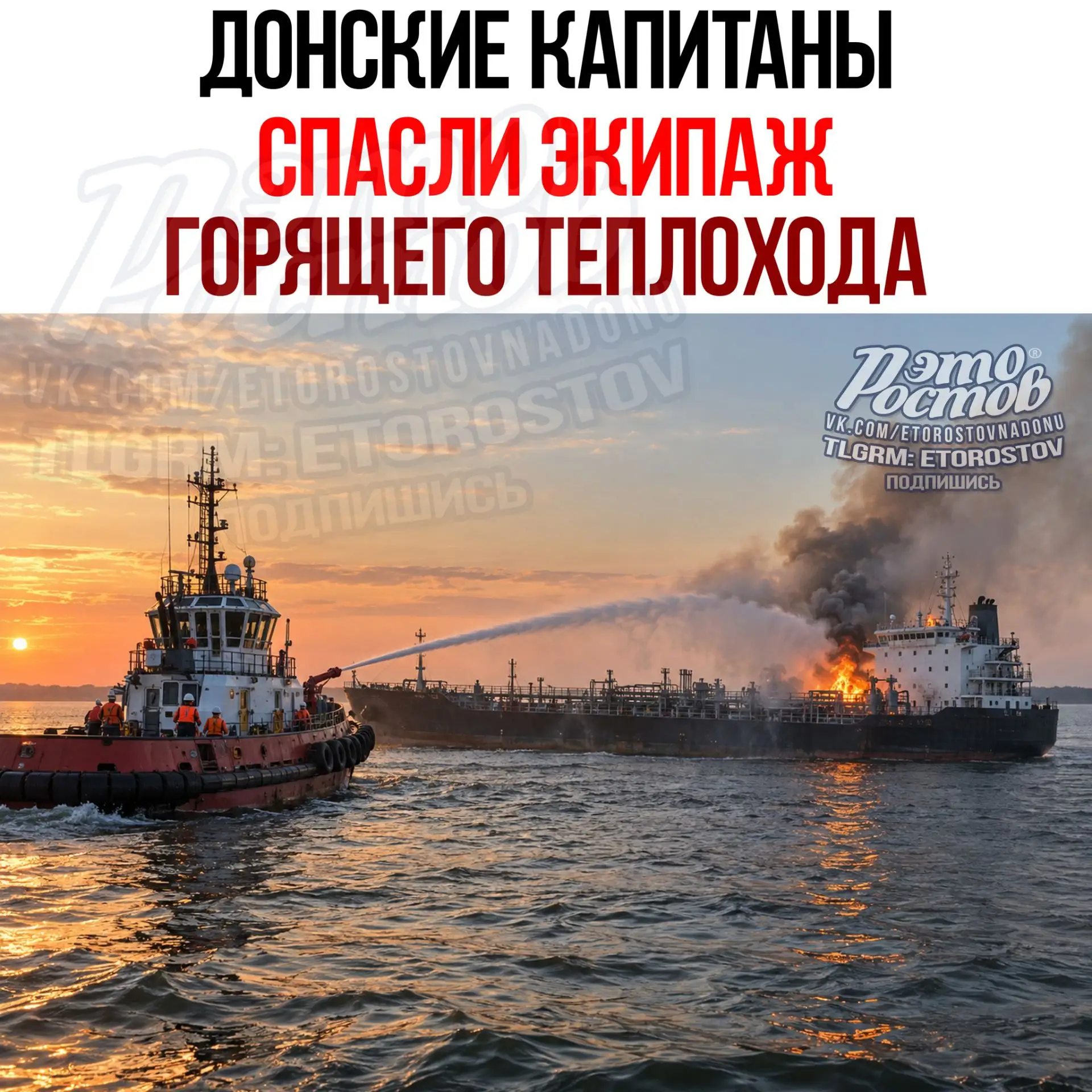 🔥 Донские капитаны спасли экипаж горящего теплохода