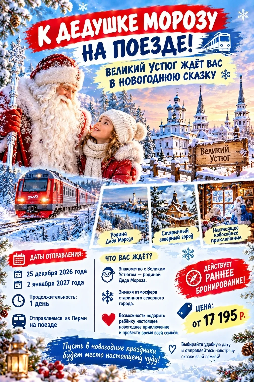 🎅 К ДЕДУШКЕ МОРОЗУ НА ПОЕЗДЕ! ВЕЛИКИЙ УСТЮГ ЖДЁТ ВАС В НОВОГОДНЮЮ СКАЗКУ ✨