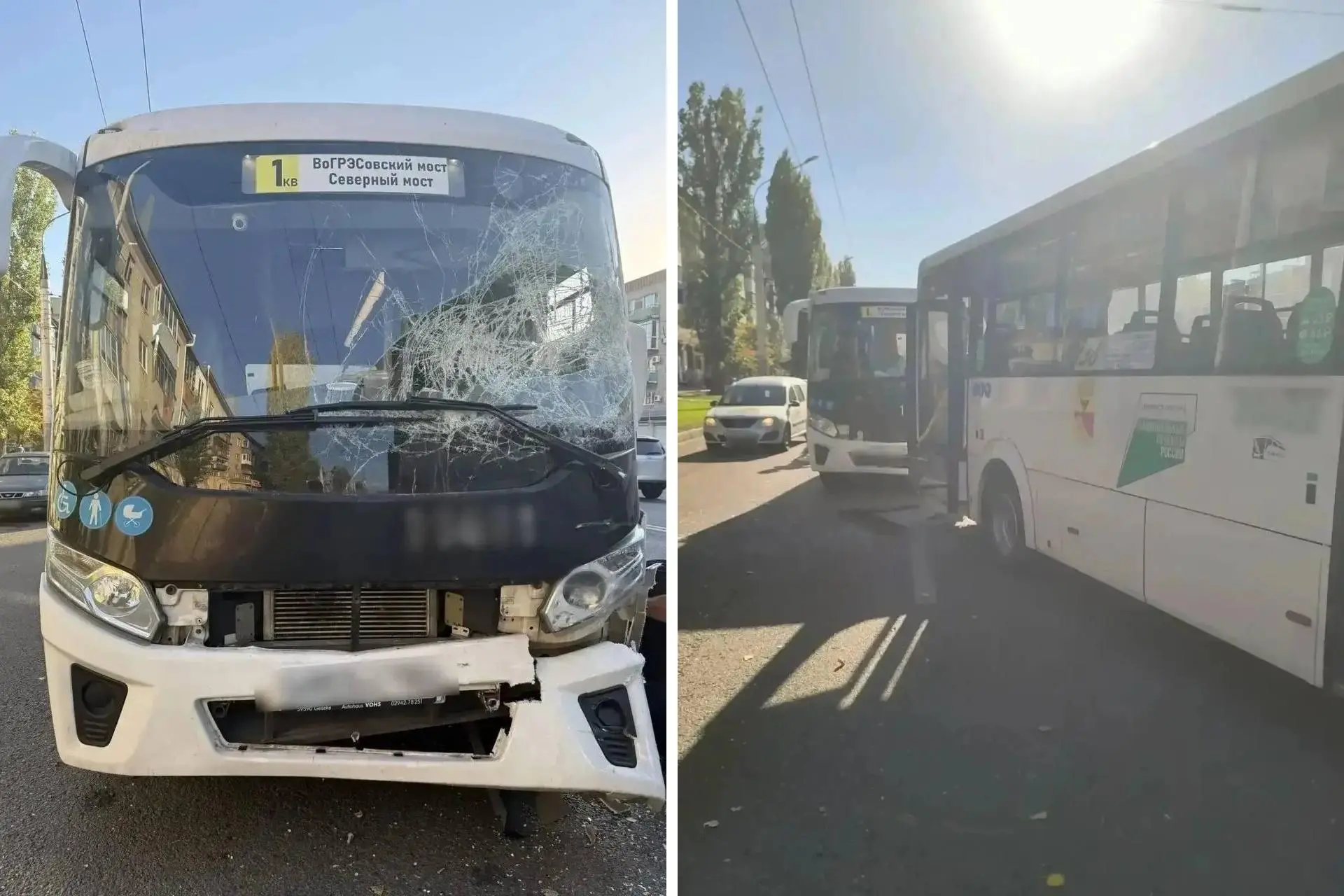 Два автобуса столкнулись на левом берегу Воронежа: пострадали четыре женщины и маленьки...