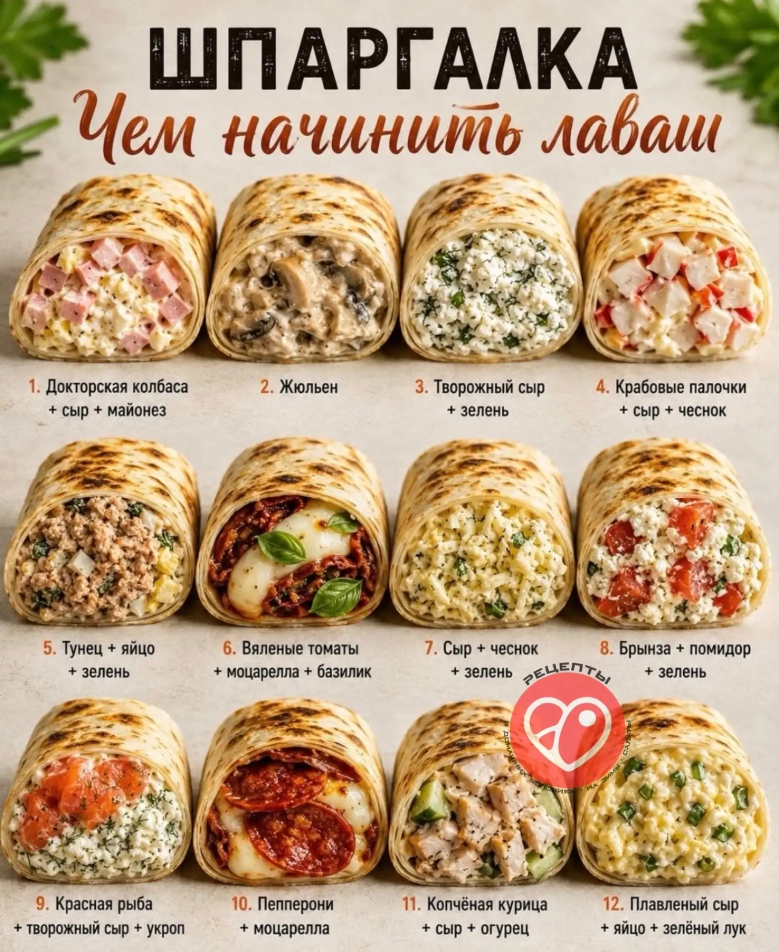 12 начинок для лаваша, которые спасут любой перекус