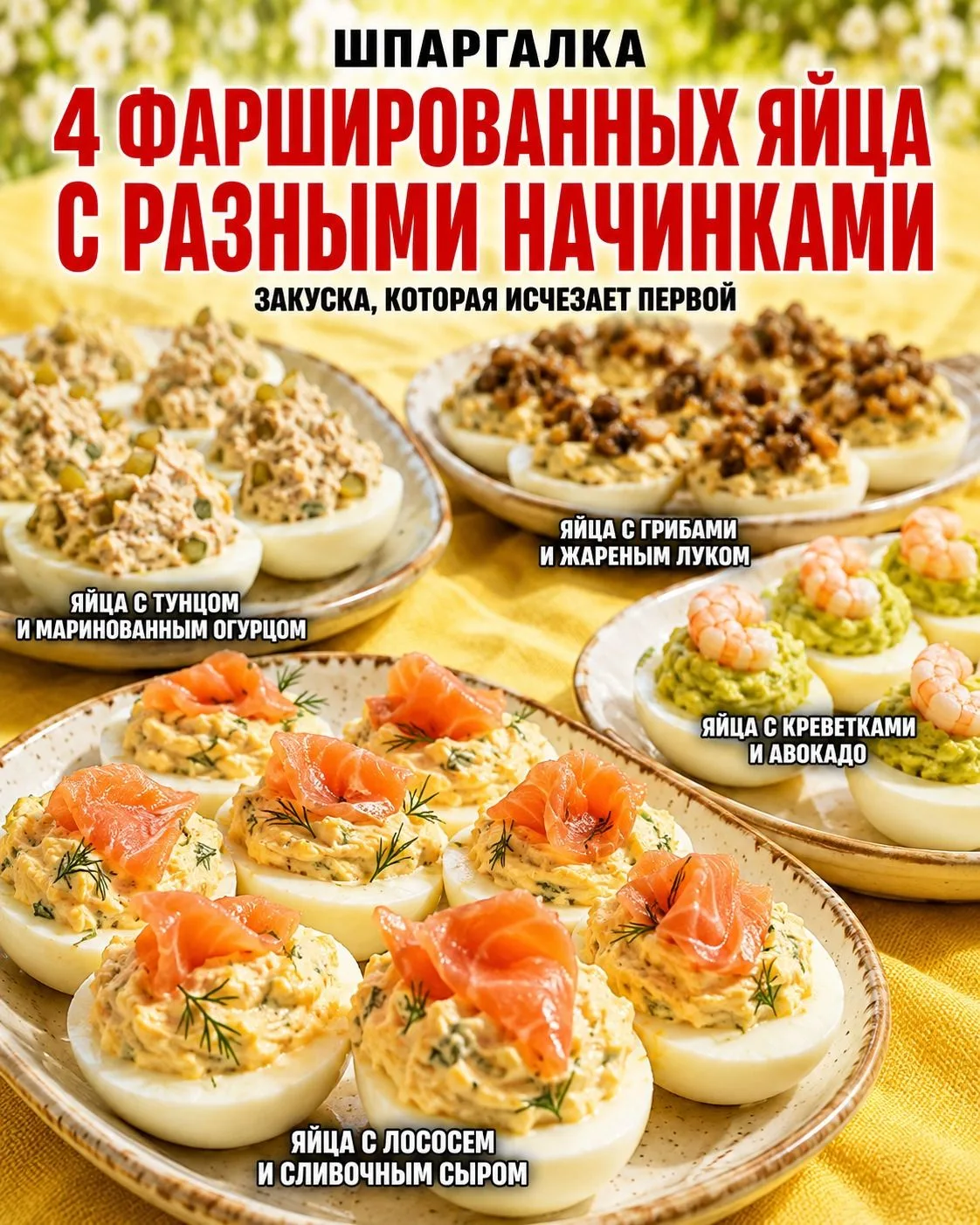 Фаршированные яйца с разными начинками 🥚
