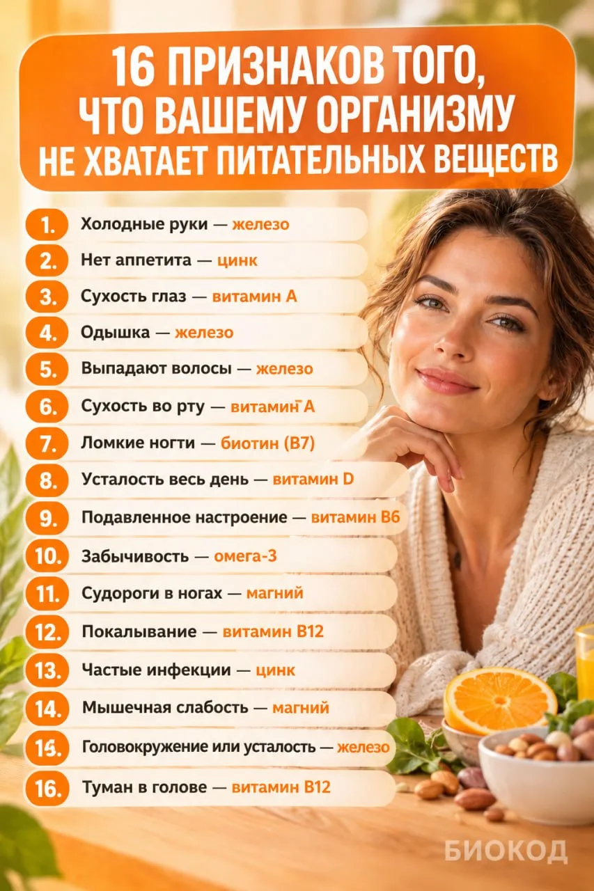 16 признаков того, что вашему организму не хватает питательных веществ!