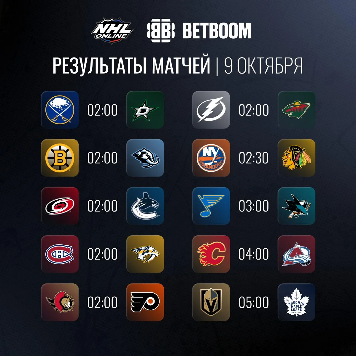 🗓 Анонс игрового дня. Сегодня ночью в НХЛ нас ждёт десять матчей!