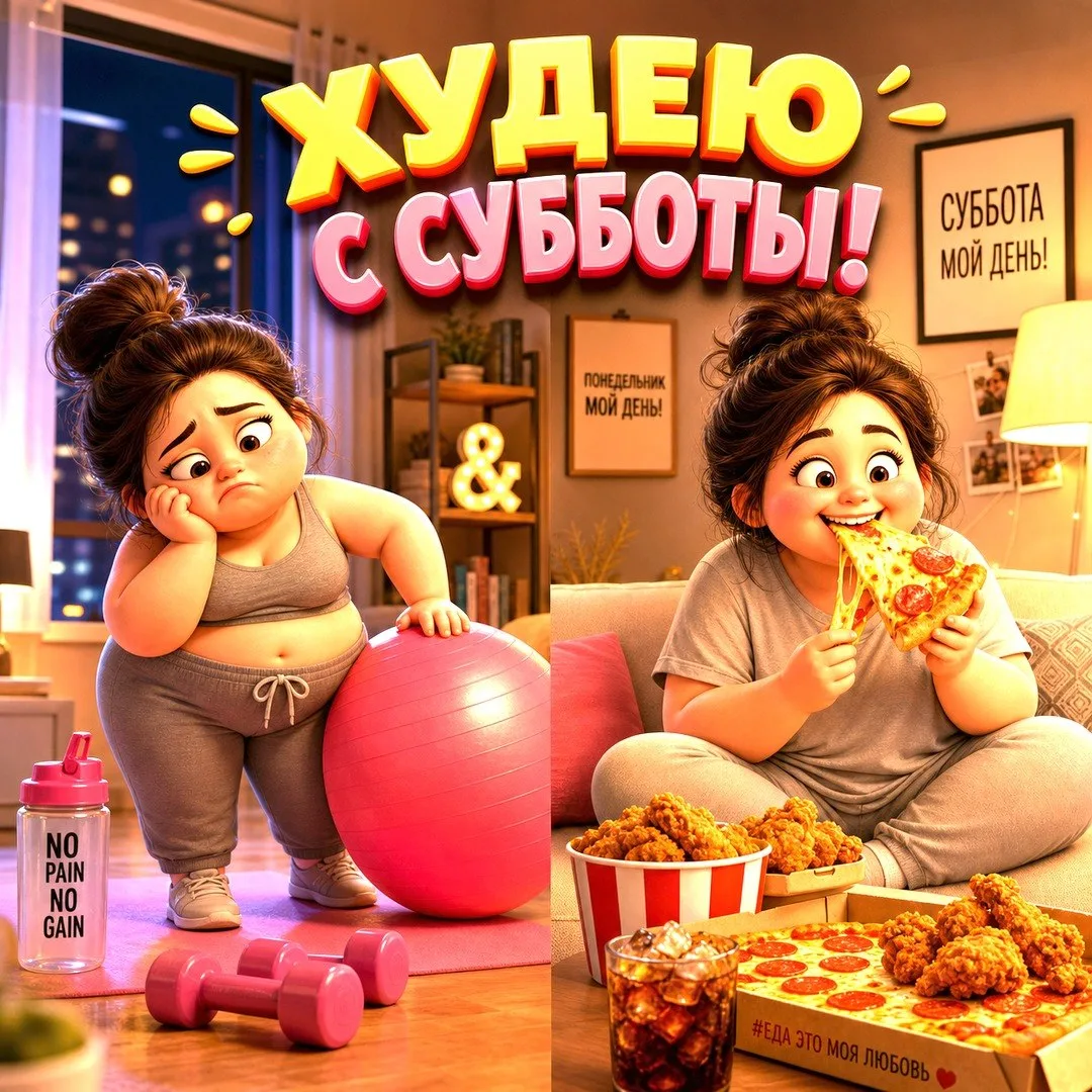 😭🍕 Хроника одного субботнего подвига: «Я худею!»