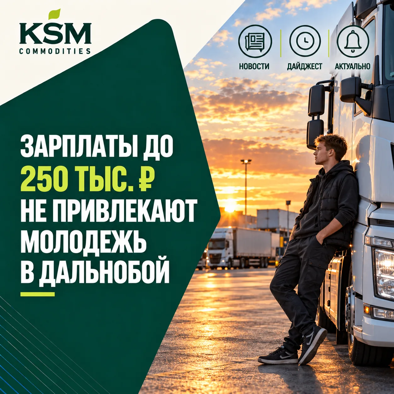 💰 Зарплаты до 250 тыс. рублей не привлекают молодежь в дальнобой