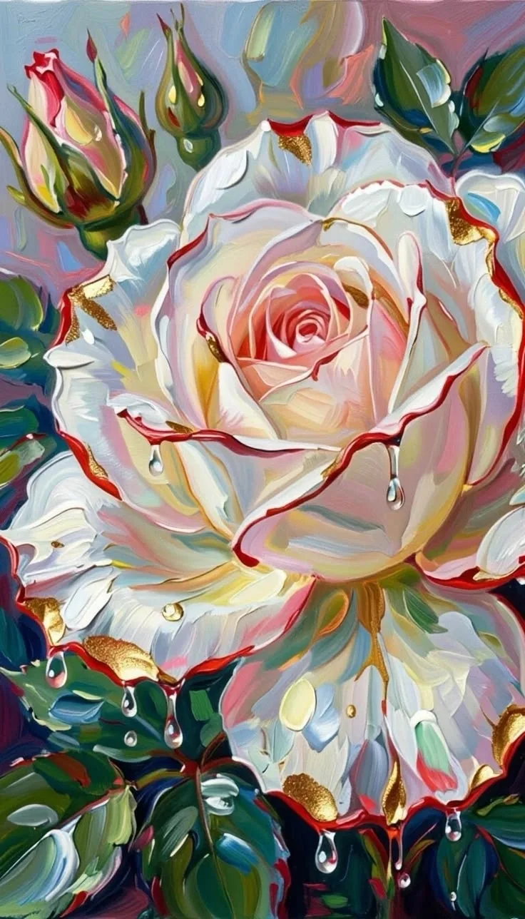 РИСУЕМ РОЗУ МАСЛОМ🌹
