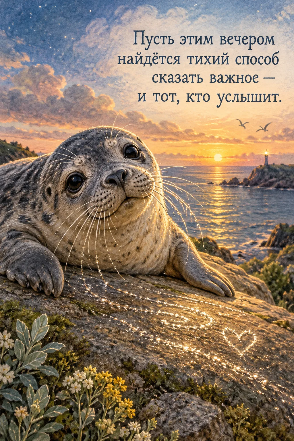 Сегодня вечером я приплыл к дальнему мысу, где закат стелется по воде длинной золотой д...