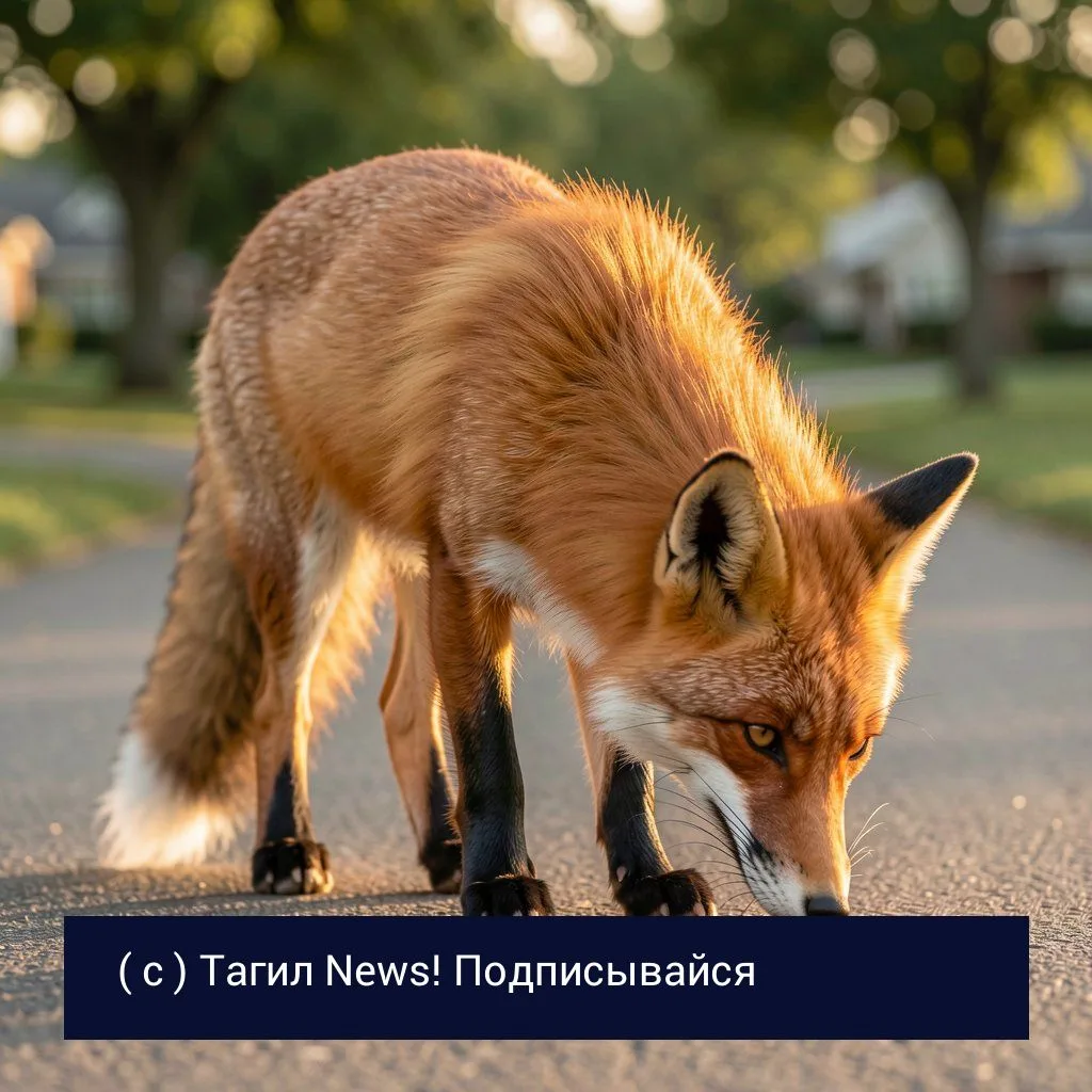 На Старателе местные жители засняли лису. Рыжая красавица спокойно стояла и ела, не обр...