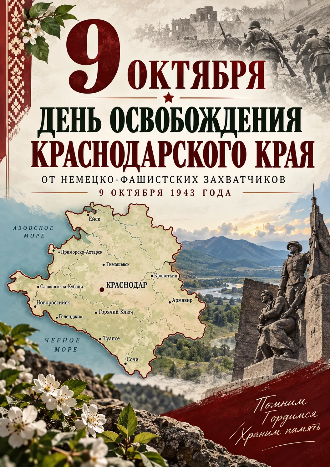 9 октября - священная дата в истории Краснодарского края. В этот день мы отмечаем 83 го...