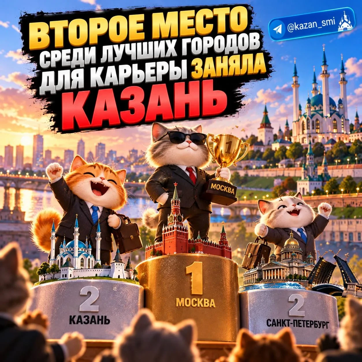 Казань заняла второе место в рейтинге лучших городов для карьеры, разделив эту строчку ...