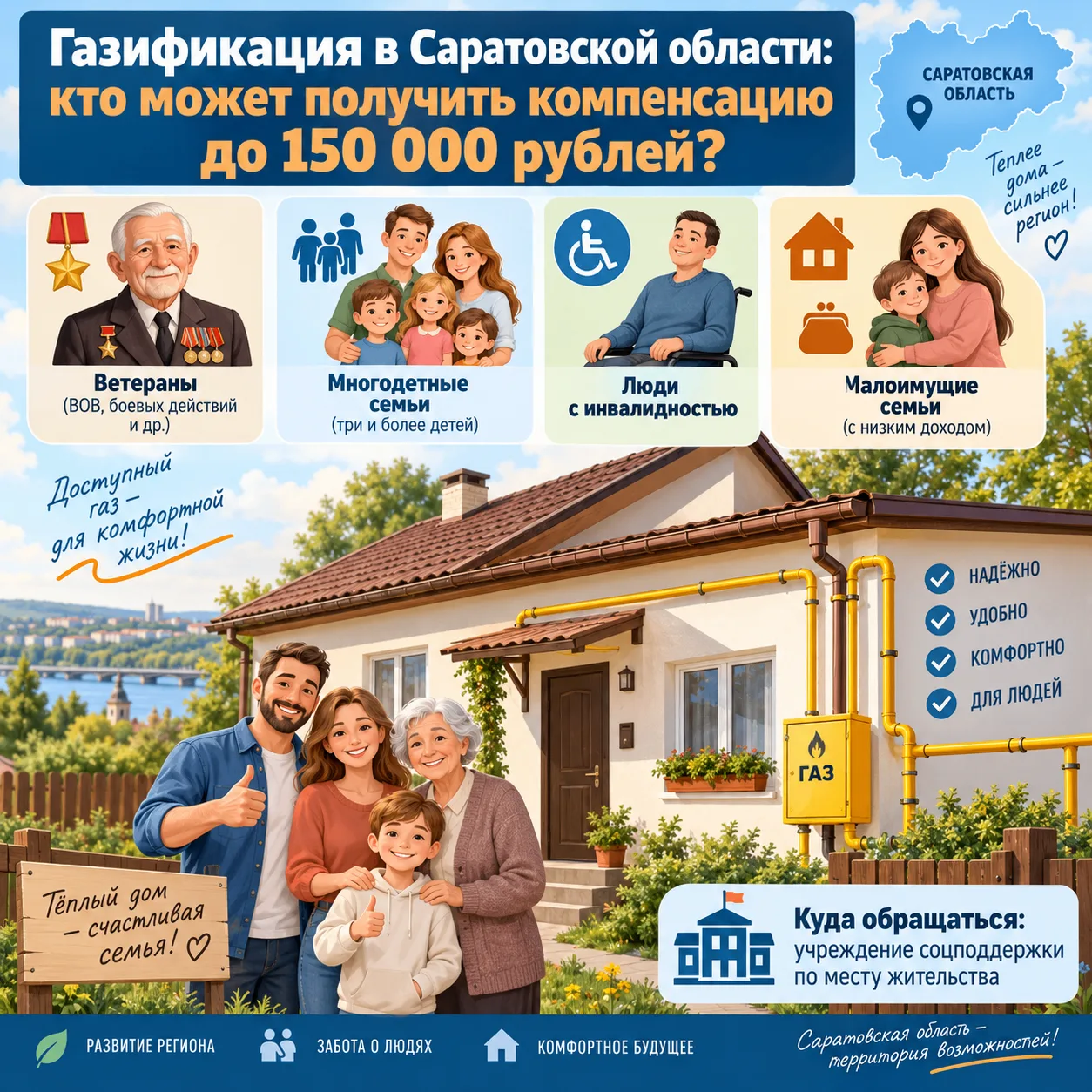 🔥 Газификация в Саратовской области: кто может получить компенсацию до 150 000 рублей?