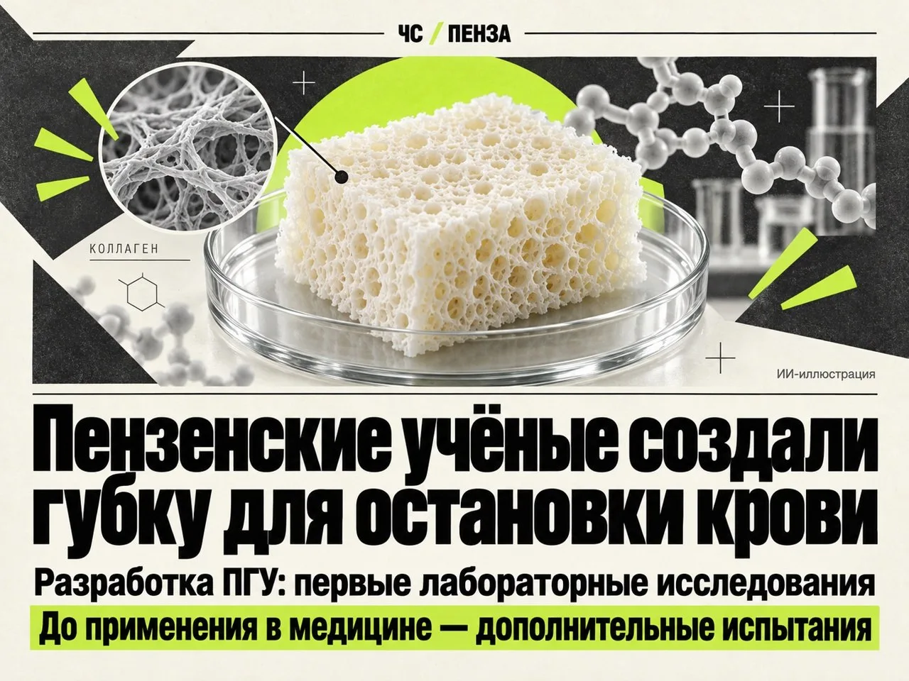 🧽 Пензенские учёные создали губку для остановки крови