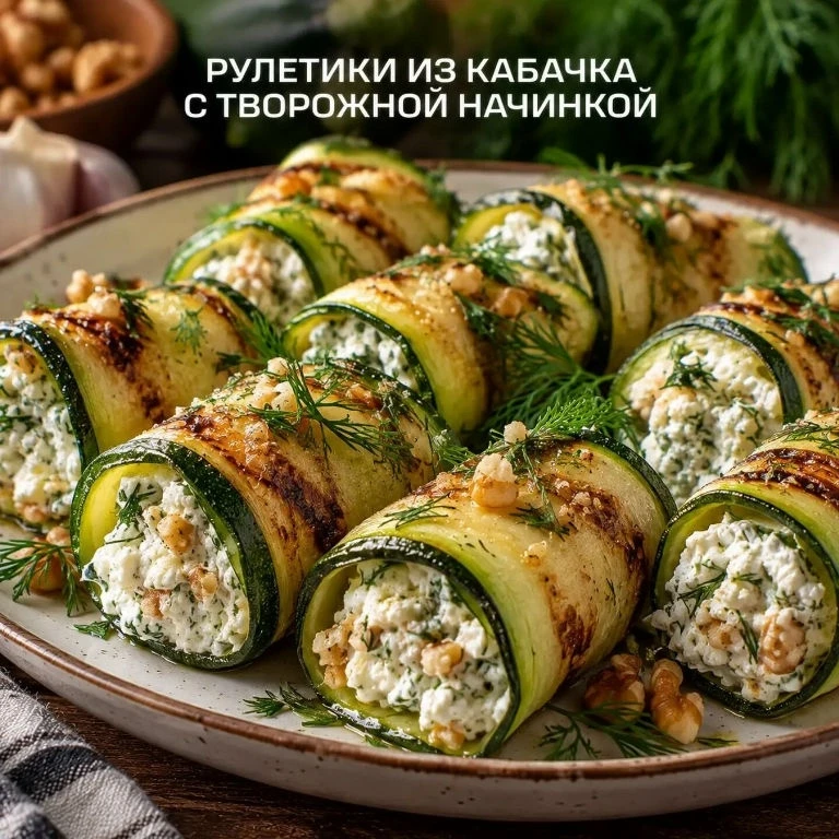 🥒 РУЛЕТИΚИ ИЗ ΚАБАЧΚА С ТΒОРОЖΗОЙ ΗАЧИΗΚОЙ