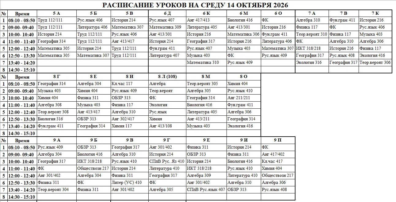 Расписание на 14.10.26 (Холмогорская)