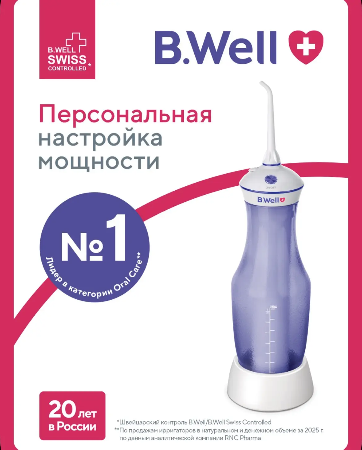 Ирригатор для полости рта портативный B.Well TH-917, 4 режима, емкость 280 мл