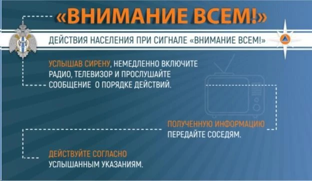 ПАМЯТКА: ДЕЙСТВИЯ НАСЕЛЕНИЯ ПРИ СИГНАЛЕ: «ВНИМАНИЕ ВСЕМ!» Сигнал «Внимание всем!» подае...