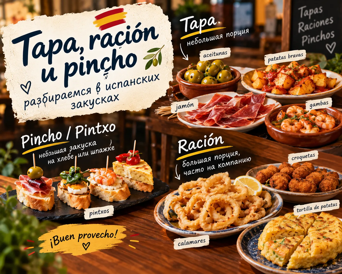 🇪🇸 Продолжаем тему испанского бара: tapa, ración и pincho