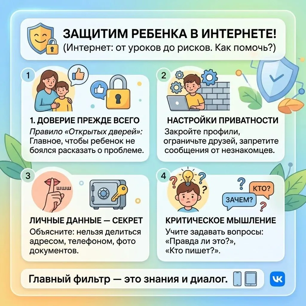 Интернет — это не только уроки, но и зона ответственности. Как защитить ребенка в сети? 🛡