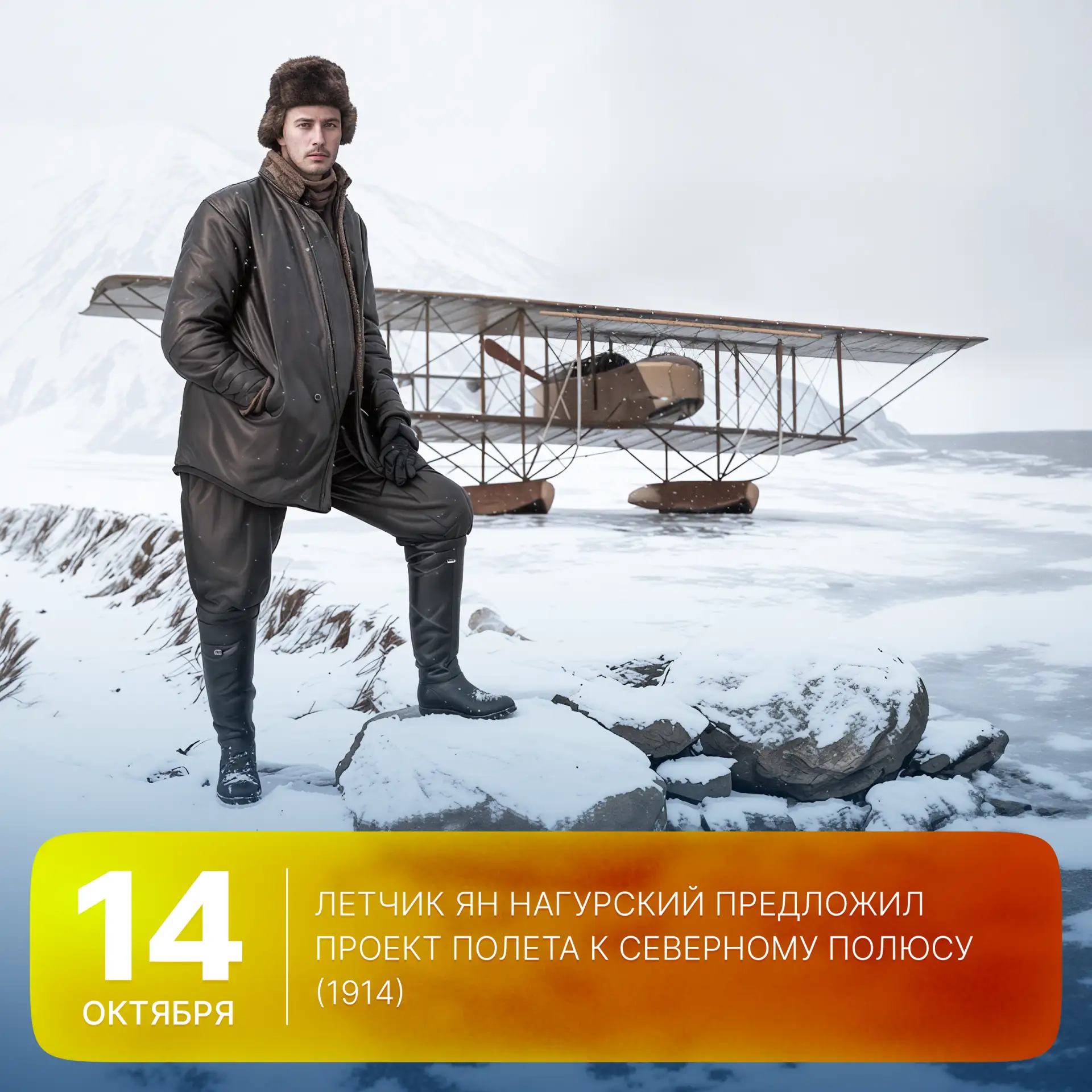 🗓 Этот день в истории Арктики: 112 лет назад, 14 октября 1914 года, летчик Ян Нагурски...