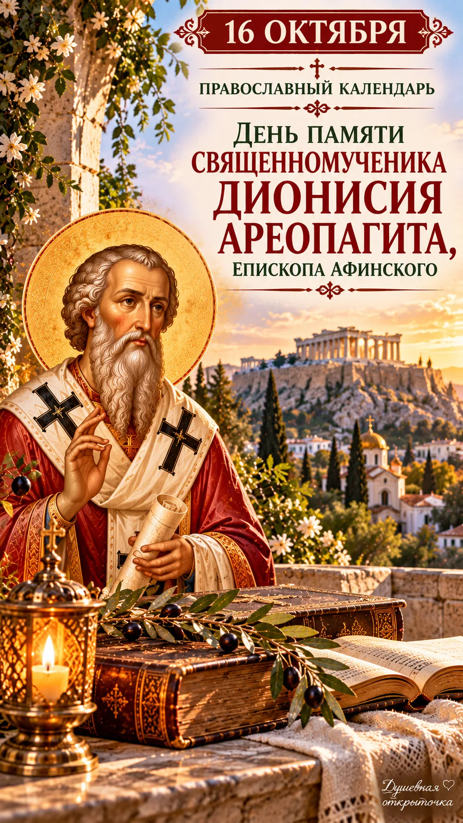 🕯️ 16 октября — День памяти священномученика Дионисия Ареопагита, епископа Афинского
