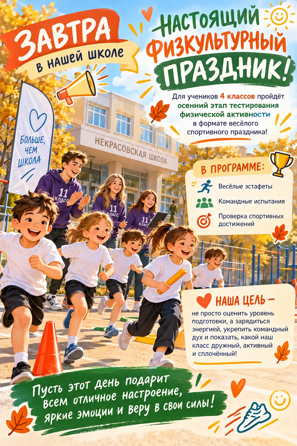🏆 **ОСЕНЬ. СПОРТ. НЕКРАСОВСКАЯ ШКОЛА!** 🍁